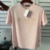 2024ss Frühling/Sommer Neue Designer Kurzarm Schulter Gold Knopf Gestempelt Brief Baumwolle T-shirt Paar Top Männer und Frauen asiatische größe XS-3XL