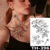 5 PC Temporary Tattoos Rose Peony Flower Girls Temporary Tattoos For Women Waterproof Black Tattoo Stickers 3D Blossom Lady Shoulder DIY Tatoos Z0403