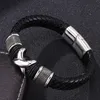 Armreif, hochwertige Geschenke, mit Wachsschnur umwickelt, geflochten, Edelstahl, Schmuck, Silber, graviert, personalisiertes Herren-Lederarmband