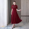 Sıradan elbiseler Çin vintage geliştirilmiş üst düzey düğün cheongsam yaka moda ağır endüstri dantel elbise kadın giyim uzun qipao