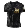 Męskie Tshirty 3D T Shirt Vintage Clothing Route 66 Print Tshirt Tress Tops Krótkie koszule na męską O.