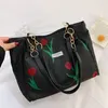 Shopping Bags French Sweet Women's Shoulder Bag Summer Tulip Handbag with Zipper Large Capacity Suitable for Daily Commuting 230404