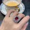 Anneaux de bande Bling Lab Ruby Ring 925 en argent sterling fête alliance anneaux pour femmes mariée fiançailles bijoux promesse cadeau d'anniversaire