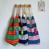 Avondtassen mode gevouwen handtassen vrouwen gebreide katoenen schoudertas kleurrijke streep messenger tote