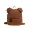 Mochila escolar infantil, mochila pequena para meninos e meninas, urso fofo de pelúcia, desenho animado, mochila escolar