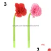 Gel Pens Rose Flower Sile Pen Simation Valentines Day Gift 0.5Mm Black Ink Neutral School Writing Tools Home Decor Dro Dhdeb