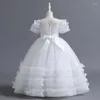 Flicka klänningar varje flickor mesh prinsessan tonåring elegant bollklänning barns kronblad ärm för festkläder tyllklänning för barn