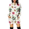 Women's Hoodies Dress Winter Christmas Pullover Casual Holiday Party Clothing Xmas Flower Skirt Sweatershirt