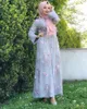 Abbigliamento etnico Nero Dubai Turco ricamato Piccolo fiorito O-Collo Abito hijab musulmano Caftano islamico per le donne Ramadan