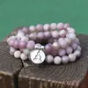 Strand Beaded Strands Dropship Curación Regalo Espiritual Mujeres Buda Lotus Wrap Pulsera Yoga Mala Beads Joyería 108 Lila Piedra Natural