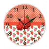 Orologi da parete Elegante orologio da amante della frutta con fragole rosse rosa pastello, per cucina, camera da letto, fragole, regalo vegano, decorazioni per la casa