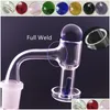 Smoking Pipes Beracky Fl Weld Accessories Terp Slurper Quartz Banger With Marble Screw Ball Set 10Mm 14Mm 18Mm Male Female Seamless Dhvgw