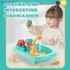 Kitchens Play Food Kids Kitchen Sink Toys Electric Dishwasher Playing Toy With Running Water Pretend Play Food Fishing Toy Role Playing Girls ToysL231104