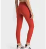 lu-378 Yoga Outfits Leggings Striped Rib High Level Nude Shaped Sports Tights Women's T Line Anti Curl Slim Fit Sports Pants Gym Clothes