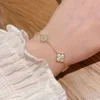 vanlies cleeflies Clover Bracelet Double-sided zircon shell clover delicate design temperament mother-of-pearl colorful light luxury micro-set