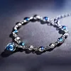 Strand Beaded Strands Lovelink Classic Heart Blue Crystal Bransoletka dla kobiet Modna Moda prosta metalowa miłość Walentynki Prezent