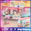 Küchen Spielen Essen Puppenhaus Koala Tagebuch Mädchen Spielhaus Spielzeug Diy Tour Bus Schlafzimmer Kommode Esszimmer Küche Badezimmer Shop Pretend Familie Spielzeug GirlsL231104