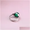 Bagues de bande 925 Sterling Sier pierre naturelle corindon rouge/vert émeraude anneaux couleur rubis pierre précieuse bague papillon pour femmes bijoux fins Dhqjy