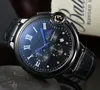 남성용 Carti 손목 시계 2023 Mens Watches 5 개의 바늘 모든 다이얼 작업 쿼츠 시계 고품질 최고급 브랜드 크로노 그래프 시계 패션 가죽 스트랩
