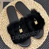 Designer Wool Lock Slides Sandals for Women Shoes Flats tofflor Black Blue Pink Fuchsia Brown White Slide Sandal Luxurys Fashion Womens Slipper