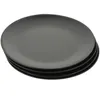 Dinnerware Sets 4 Pcs Black Melamine Plate Sushi Tray Dinner Dish Appetizer Flat Bottom Serving Salad Round Plates