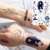 5 PC Tattoos temporários Transferência de água 3d Star Black Planet Tree Tattoo Tattoo Adesivo para S Mull Men Wolf Lion Tree Tattoos Foram Body Arm Tato Z0403