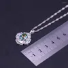 Necklace Earrings Set Many Colors Zircons & Crystal Silver Color Costume For Women Ring With Pendant Bridal Jewelry