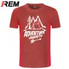 Mens Tshirts Rem Adventure Aspetta lettere Tshirt Travel Pine Mountains Stampa Tenda di alta qualità di cotone Pure Cotton Unisex 230404