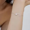 Bedelarmbanden Minderheid design Pearl Pin Bracelet Ins Korean Super Flash Zirkon Paper Clip Gift Style