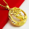 Exquisito colgante de dragón chapado en 24 K para hombres y mujeres, collar de tienda de oro hecho a mano de 11 calidad en Hong Kong X0707256B