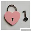 Door Locks Creative Alloy Heart Shape Keys Padlock Mini Archaize Concentric Vintage Old Antique With Home Garden Building S Drop Del Dhoqb