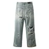 Herren-Jeans im Vibe-Stil, zerstörte Hose, modische Hi-Street-zerrissene, übergroße Hip-Hop-Denim-Hose, lockere Passform, Distressed-Hose 230404
