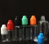 Pet Ejuice Eliquid Şişeler Plastik Dalgalı 10ml Boş Şişeler Çocuk Kanıtı Tercüme Bakım Kapağı Açık Kapak Uzun iğne ucu 10ml