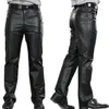 M-7xl Pantaloni in pelle moda taglie forti Pantaloni da moto da uomo in vera pelle con cerniera piatta da uomo dritto Regular220F