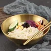 Dinnerware Sets Wholesale of Gold Noodles 304 Aço inoxidável Bowl Creative Bamboo Chap