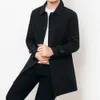 Hommes Trench Coats Lâche Long Manteau Coupe-Vent Casual Design Solide Hommes Mode Coréenne Style Mâle Vestes Automne Printemps 230404