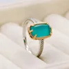 Cluster Rings LAMOON Gemstone For Women Wedding Accessories Natural Turquoise White Crystal S925 Silver Gold Plated Luxury Ring RI248