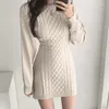 Casual Kleider Stricken Pullover Kleid Frauen Frühling Koreanische 2023 Sexy Jumper Lose Pullover Arbeit Herbst Winter Vestidos Streetwear Jumper