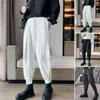 Pantaloni da uomo a vita alta vestibilità dritta tasche da uomo allacciatura con nastro cinturino Harem polsini termoretraibili abito ampio casual