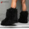 Vinterpälsskor Kvinnor Teddy Snow Fluffy Warm Faux Wool Plush Fashion Boots Ladies Mongolian Fur Boot T231104