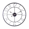 Wall Clocks 60cm 24 Inches Retro Wrought Iron Hollow Clock Stereo Numeral Silent Hanging For Home Living Room Decor -Golden Black