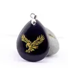 Colares pendentes Obsidiana de pedra natural pendurada águia vintage ornamento de colar de colar diy jóias de corrente de moda simples de moda