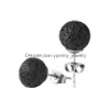 Stud 6mm 8mm 10mm Lava Rock Stud örhängen Essential Oil Diffuser Natural Stone Rostfritt stål Ear Pin For Women Fashion Aromatherapy DHM3I