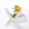 Broches émail Rose fleur pour femmes dame mode luxe printemps été Design 4 couleurs disponibles cadeau