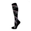 Chaussettes de sport Compression varices couleur point coeur noir unisexe bas course en plein air cyclisme longue pression