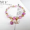 Charm Bracelets Korean Cute Trendy Colorful Crystal Acrylic Flower Butterfly Bracelet Glass Beaded For Women Couple Jewelry