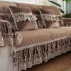 Stuhlabdeckungen luxuriöser Flanellsofa Abdeckung Braunes Kristall-Samthandtuch Nicht rutsches Plüschkissen weich bequemer Sofa Slippcover Kissenbezug