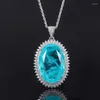 Catene Fashion Trend S925 Argento intarsiato 5A Zircon Ladies Personality Paraiba Big Pendant Pietra principale a forma di Dan