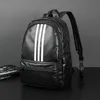 Bolsas de ombro masculinas tendência de rua mochilas de estudante de couro engrossado grande listrado moda bolsa de computador esportes ao ar livre fitness lazer mochila 3780 #