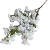 Flores decorativas One Silk Artificial Cherry Blossom Branch Fake Sakura Flor Stroam mais cabeças 6 cores para decoração de árvores de casamento